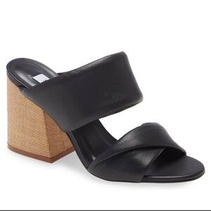 Women’s STEVE MADDEN Masterful black leather block heeled sandals- Size 10